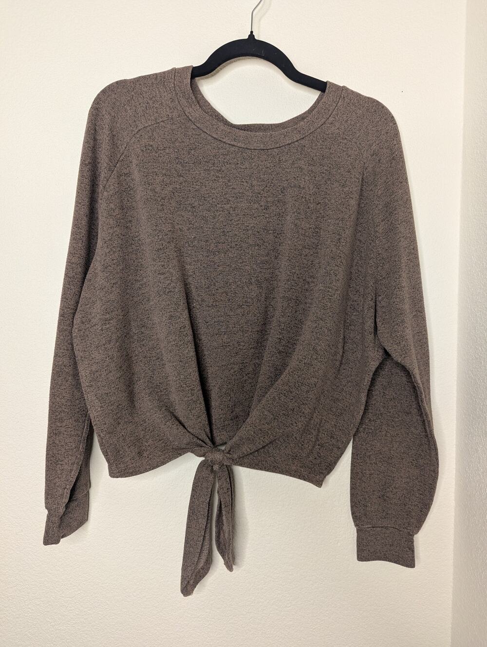 Billabong Women Ellipse Knit Tie-Front Sweater Teak S Beach Surf Coastal Summer